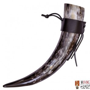 Drinking Horn with Leather Holster