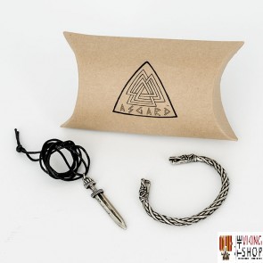Viking Sword Pendant & Dragon Bracelet Gift Set